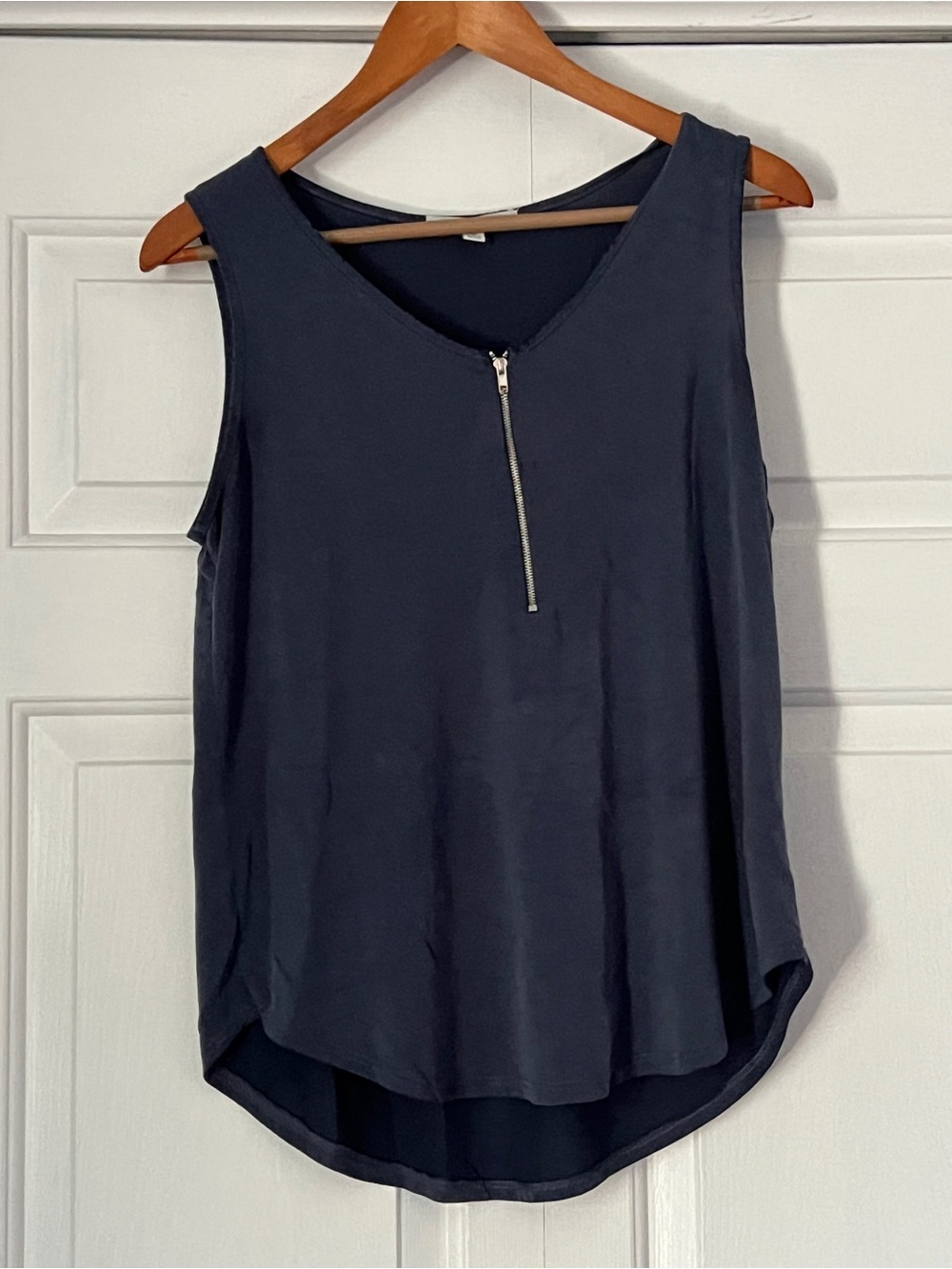 Sleeveless Zip-Front Women's Top in Navy